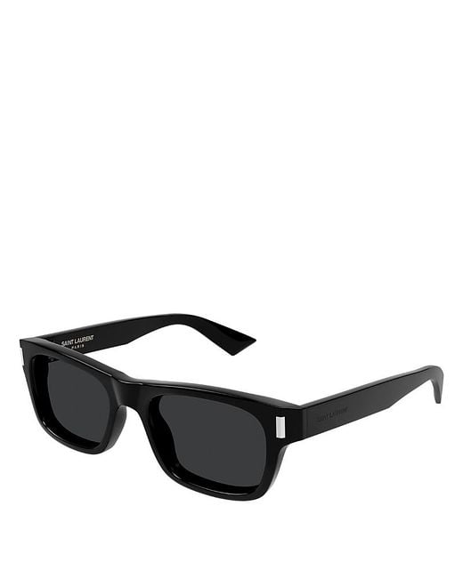 Saint Laurent Black Rectangular Sunglasses, 53Mm