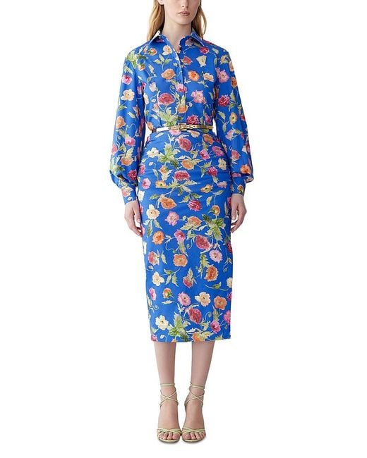 Carolina Herrera Blue Button Front Top