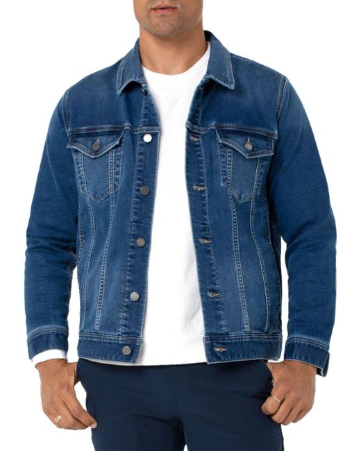 Liverpool Los Angeles French Terry Denim Jacket in Blue for Men | Lyst