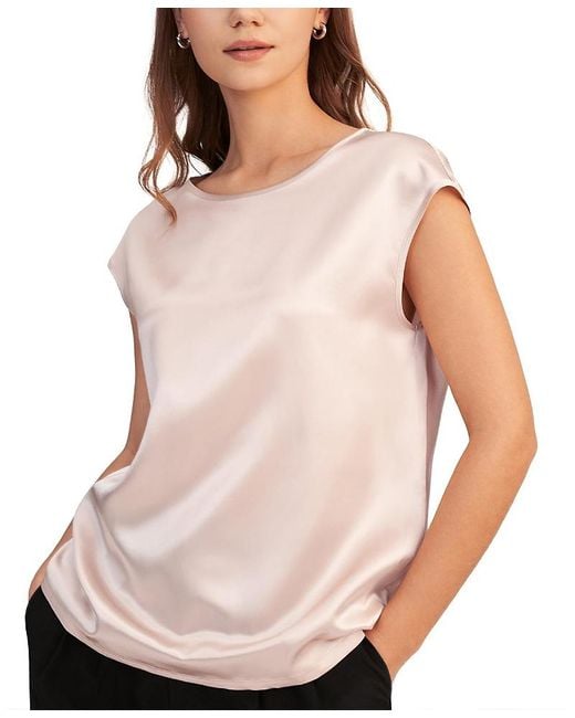 LILYSILK Pink Basic Cap Sleeves Silk Tee