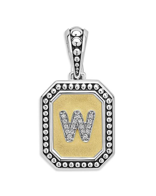 Lagos Metallic Signature Caviar Sterling & 18K Octagon Diamond A Initial Charm, 0.05 Tcw