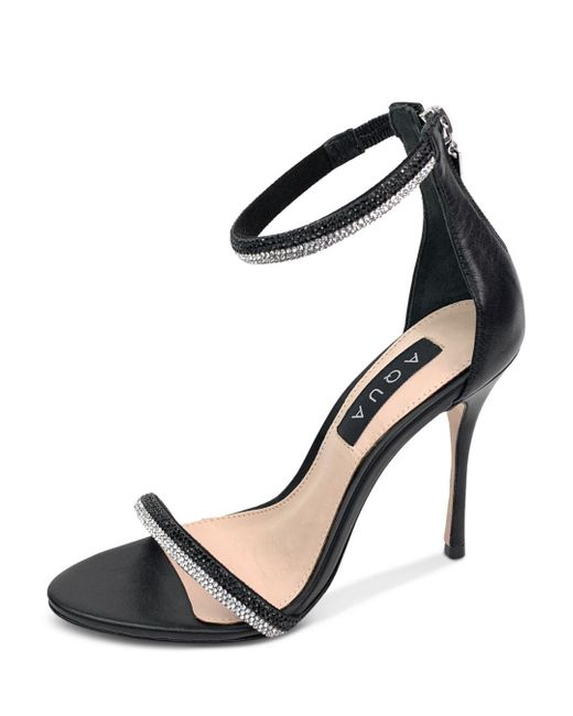 Aqua Leather X Schutz Olivia Ankle Strap High Heel Sandals in Black Lyst