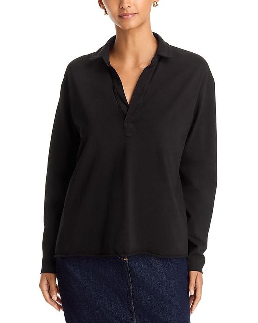 Frank & Eileen Black Patrick Cotton Collared Sweatshirt