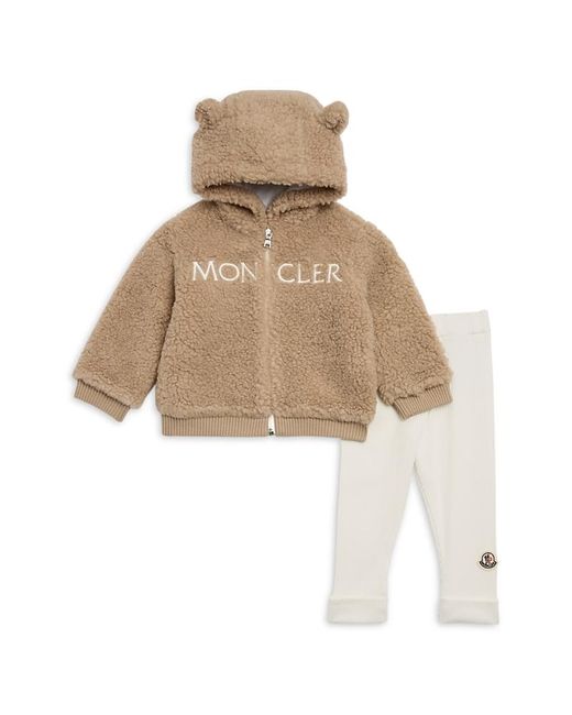 Moncler Natural Teddy Zip Hoodie & Leggings Set