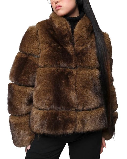 Apparis Brown Sai Faux Fur Short Coat
