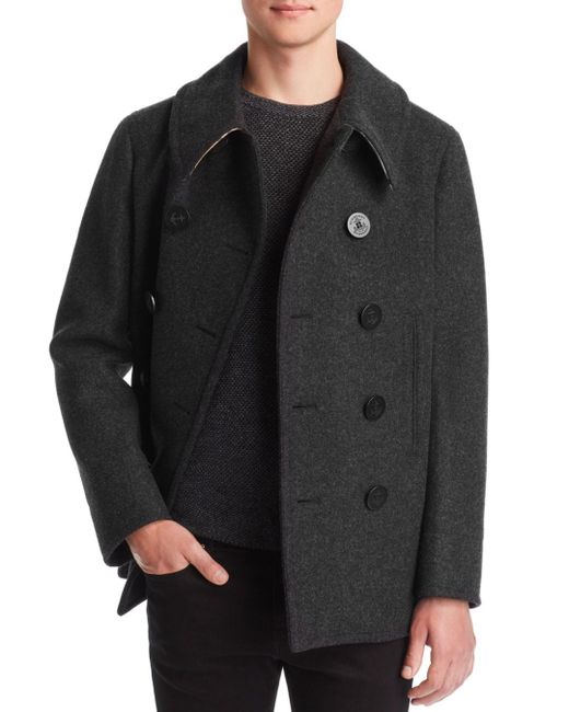 Burberry Men's Claythorpe Double-breasted Wool Coat in Gray for Men | Lyst