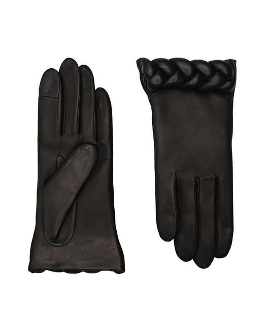 Agnelle Black Edith Braided Cuff Gloves