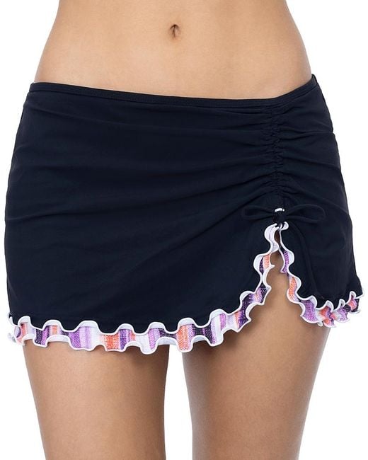 Gottex Blue Tricolored Solid Side Slit Bottom