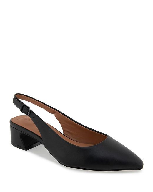 Gentle Souls Brown Georgia Pointed Toe Slingback Block Heel Pumps