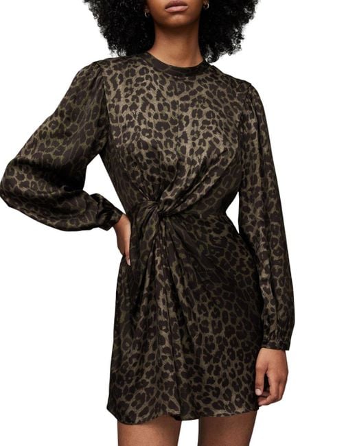 AllSaints Jemima Leopard Print Dress in Black Lyst