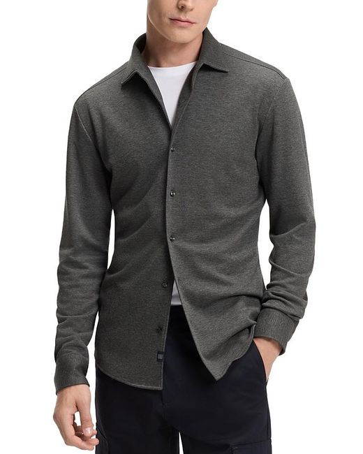 Boss Gray X Beckham Rudy Slim Fit Button Front Shirt for men