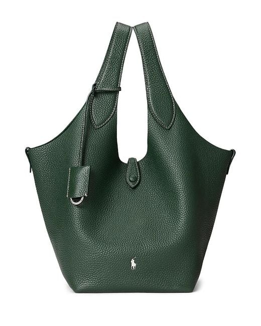 Polo Ralph Lauren Green Polo Play Medium Leather Tote