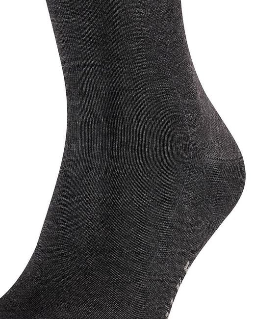 Falke Black Cotton Blend Fil D'Ecosse Mid Calf Socks for men
