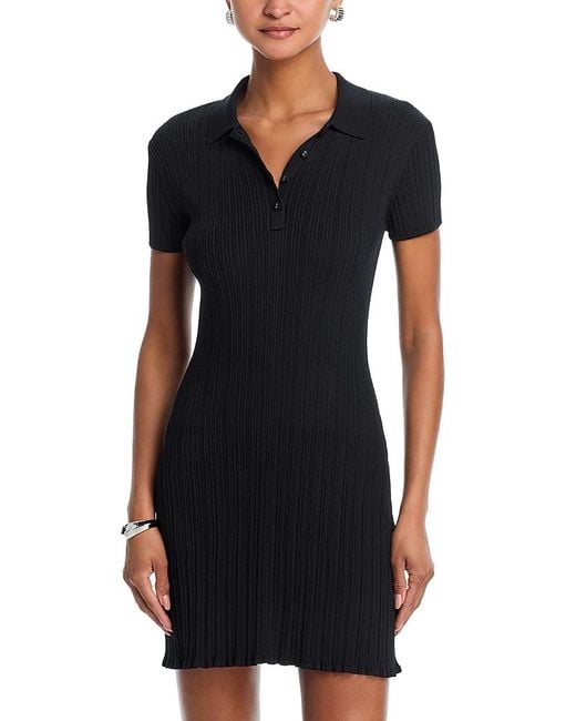 French Connection Black Collared Henley Mini Dress