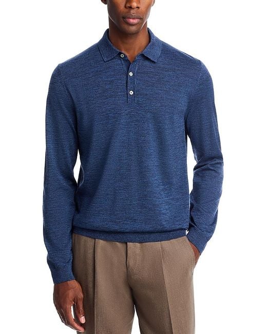 Boss Blue Lancione Long Sleeve Polo Shirt for men