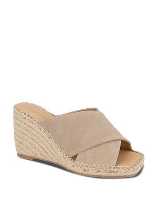 Splendid Britt Square Toe Crossover Strap Espadrille Wedge Heel Sandals