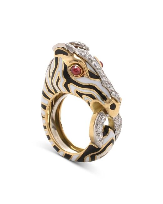 David Webb Metallic Diamond & Ruby Kingdom Zebra Ring