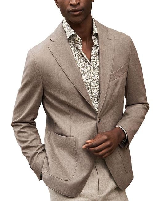 Eton Men's Brown Relaxed Fit Soft Wool Flannel Jacket