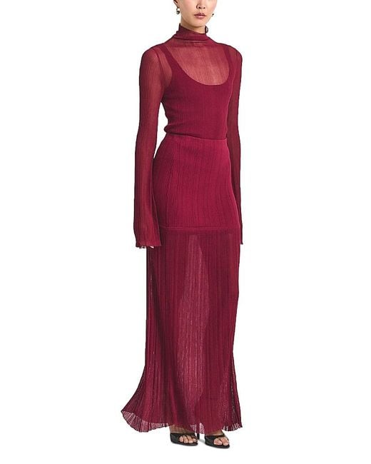 10 Crosby Derek Lam Romina Sheer Knit Skirt in Red | Lyst