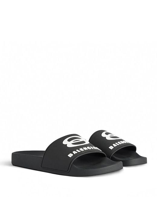 Balenciaga Black Pool Slides for men