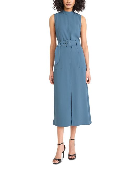 Luxely Women's Blue Belted Midi Dress - www.ice4pros.com.br
