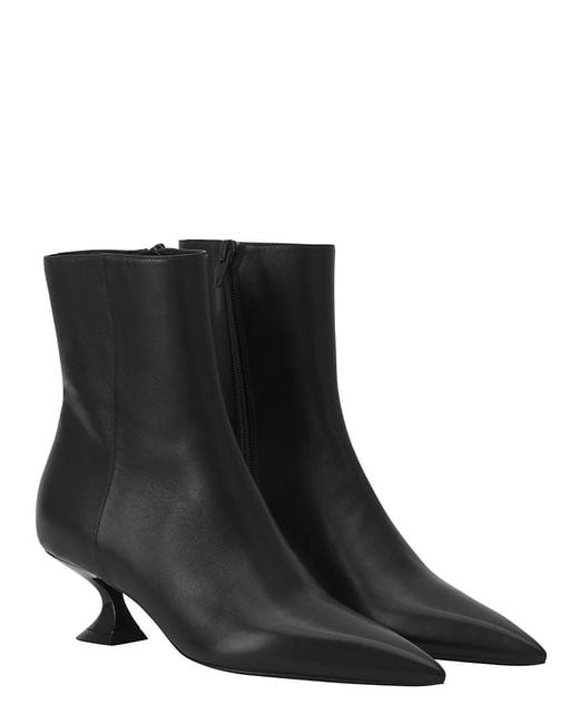 Lanvin Black Midnight Step Leather Ankle Boot