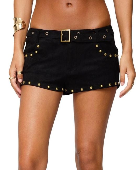 Edikted Black Studded Micro Shorts
