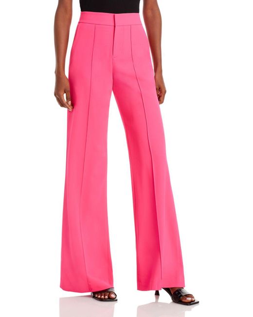 Alice + Olivia Synthetic Dylan High Waist Wide Leg Pants in Pink | Lyst