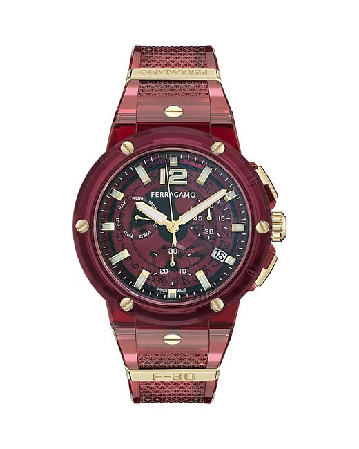 Ferragamo Red F-80 Translucent Chronograph, 44Mm for men
