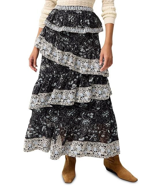 Marie Oliver Black Paislee Tiered Skirt