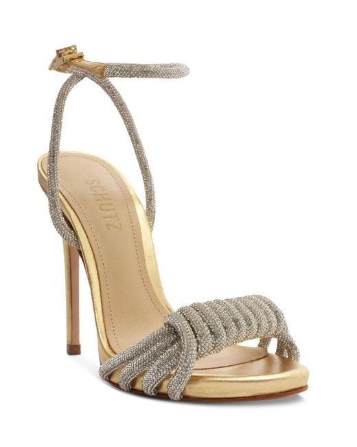 SCHUTZ SHOES Jewell Crystal Embellished Wrapped Strap High Heel Sandals ...