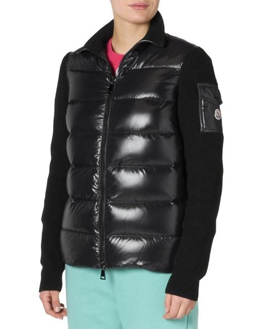 Moncler Black Padded Wool Puffer Cardigan