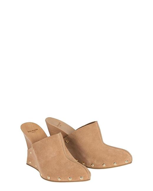 Balmain Natural Wedge Clogs