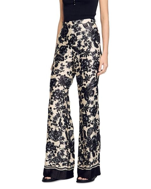 Sandro Black Floral Trousers