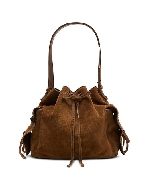 Acne Brown Multipocket Suede Bucket Bag