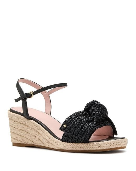 Kate Spade Black Leandra Espadrille Wedge Sandals
