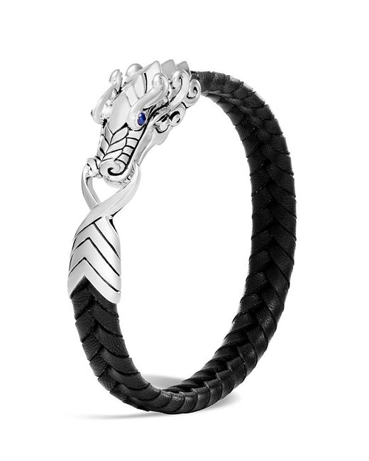 John Hardy Black Men's Legends Naga Dragon Leather Dragon Bracelet for men
