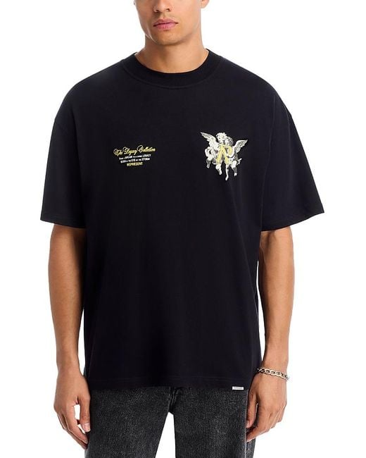 Represent Black Oversized Legacy Cherubs Tee for men