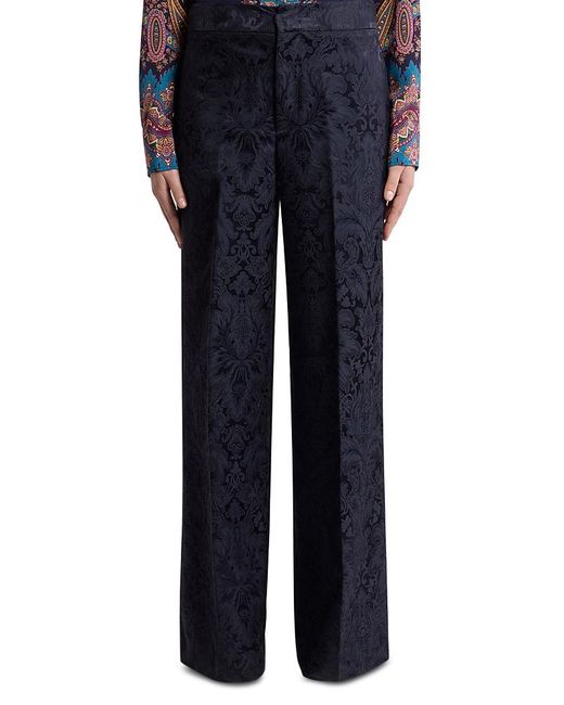Etro Blue Paisley Straight Leg Pants