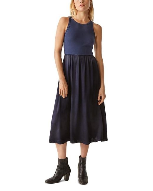 Michael Stars Blue Bridgette Mixed Media Tank Dress