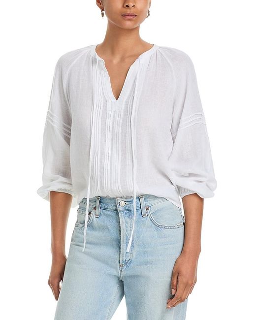Rails White Naples Pintuck Top