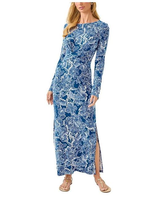 lilly pulitzer blue white dress Shirt Dress - LEONIE Soleil Azur Blue main image 1
