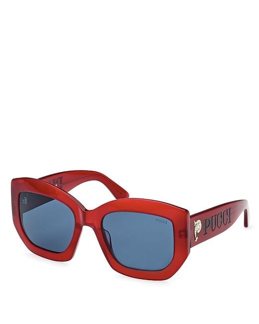 Emilio Pucci Red Geometric Sunglasses, 54Mm