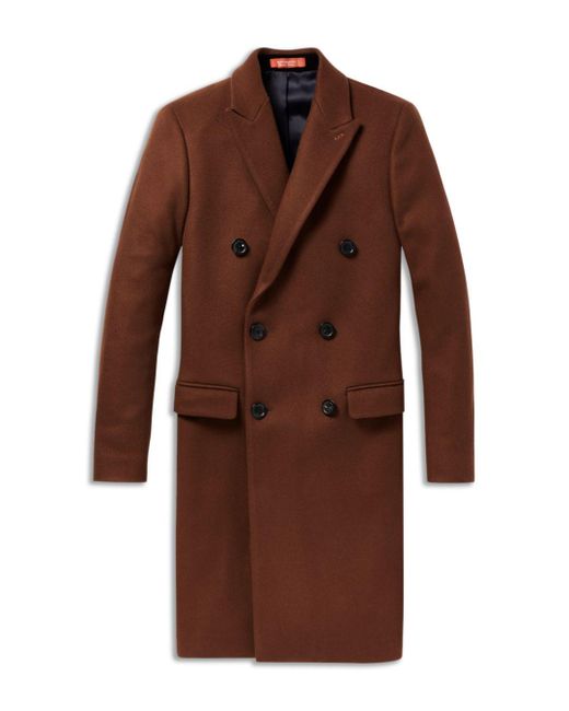 Scotch & Soda Double-breasted Topcoat in Brown for Men | Lyst