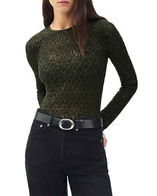 Rag & Bone Black Ellie Lace Long Sleeve Tee