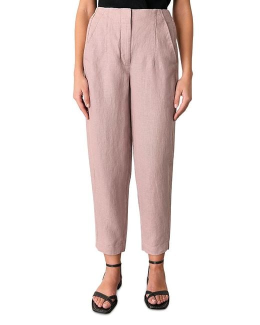 Whistles Pink Linen Barrel Leg Pants