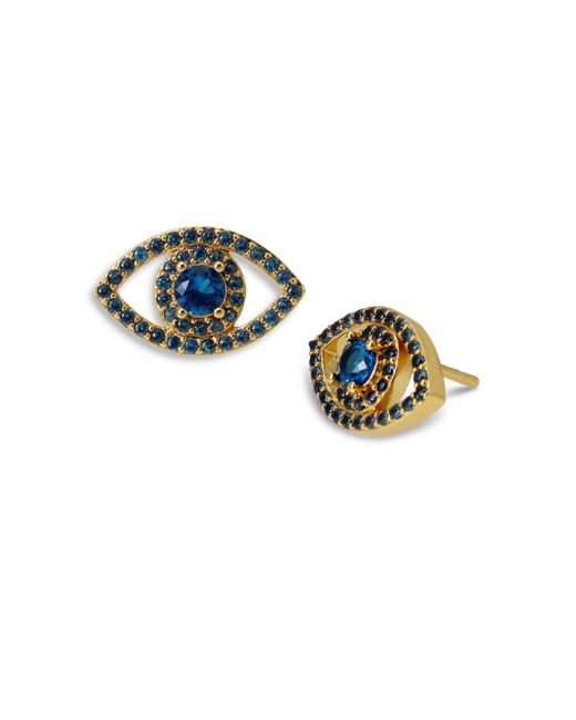 Kurt Geiger Blue Evil Eye Stud Earrings | Lyst