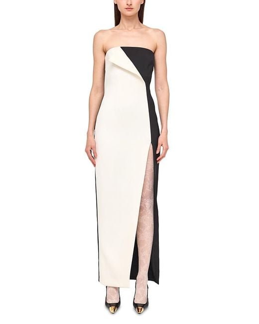 black prom dress with white flowers L2323 Ruffled Peplum White Black Prom Dress