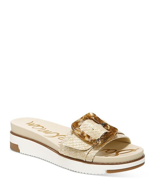 Sam Edelman Natural Ariane Slip On Buckled Wedge Sandals