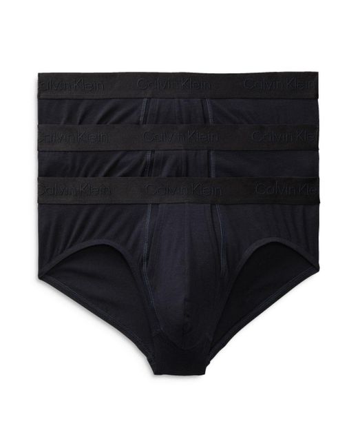 Calvin Klein Cotton Standards Hip Briefs - 3 Pk. in Black for Men - Lyst
